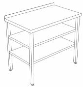 СП2П стол производственный с 2-мя полками и бортом 1500*400*850