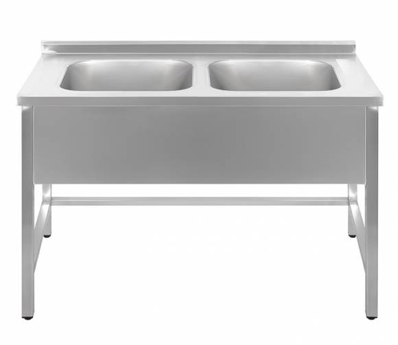 Ванна моечная 2-х секционная 1000*600*850 гл.300 с бортом (цельнотянутые мойки)