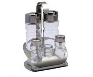 Набор для специй 4 пр.+ стаканчик для зубочисток Спайс (масло/уксус 160мл, соль/перец 35мл)