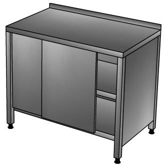 СКП2П Стол-купе производственный с бортом, 2-мя полками 1300*800*850, зашивка сзади и по бокам