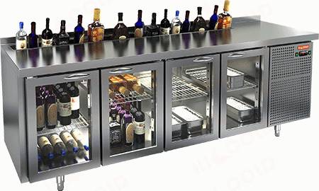 Стол холодильный барный Hicold GNG 1111 HT V 4 стеклянные двери Стол холодильный барный Hicold GNG 1111 HT V 4 стеклянные двери