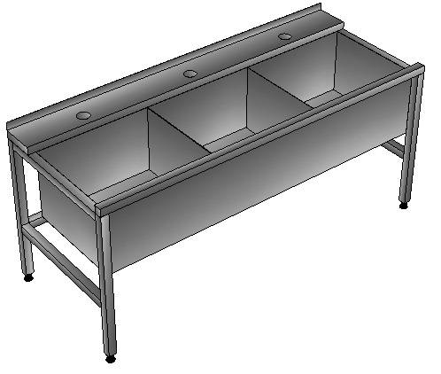 ВМ3 Ванна моечная сварная 3-секционная 1500*745*850мм гл.300, углубление, зацеп ВМ3 Ванна моечная сварная 3-секционная 1500*745*850мм гл.300, углубление, зацеп