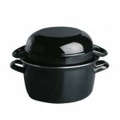 Набор кастрюль д/мидий[2шт]; сталь; 3, 5л; D=20, 5, H=22, L=27см; черный Aps 00626