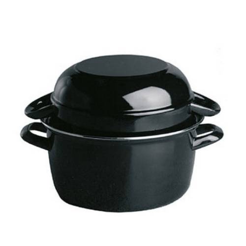 Набор кастрюль д/мидий[2шт]; сталь; 3, 5л; D=20, 5, H=22, L=27см; черный Aps 00626