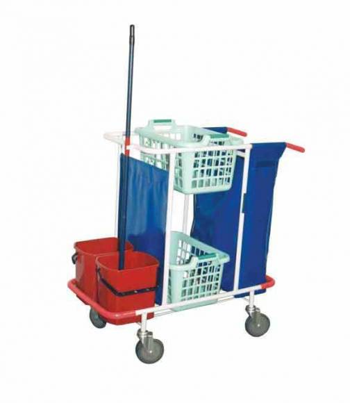 Тележка для уборки ТУ1 ОЛДАК мешок 110л, 2 корзины, 2 ведра