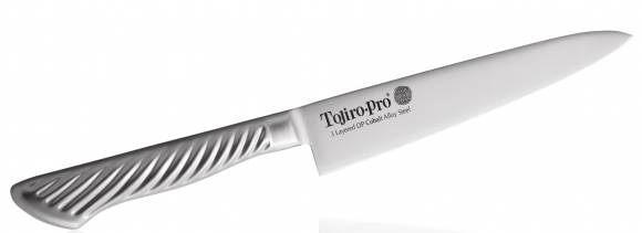 Нож универсальный Tojiro Pro 150мм сталь VG10 3 слоя, рукоять сталь  F-884 Нож универсальный Tojiro Pro 150мм сталь VG10 3 слоя, рукоять сталь  F-884