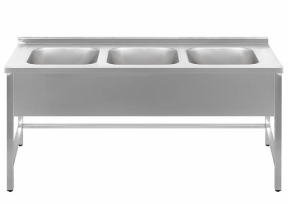 Ванна моечная 3-х секционная 1400*600*850 гл.200 с бортом (цельнотянутые мойки) Ванна моечная 3-х секционная 1400*600*850 гл.200 с бортом (цельнотянутые мойки)