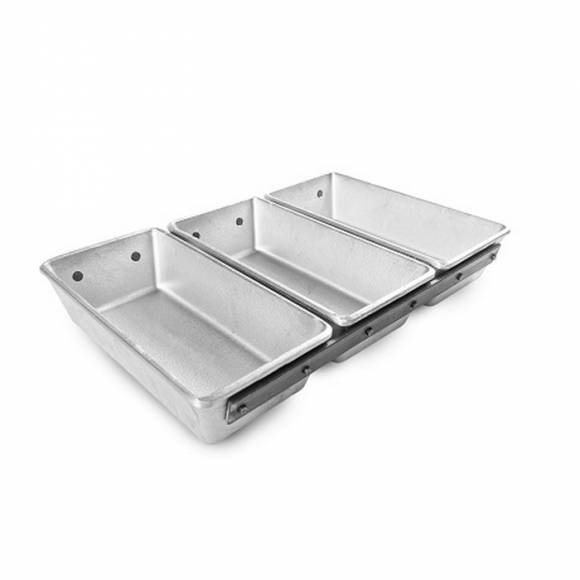 Форма для хлеба 21,5*10,5 см. h=5 см. алюм. литая 3х -секционная 73116