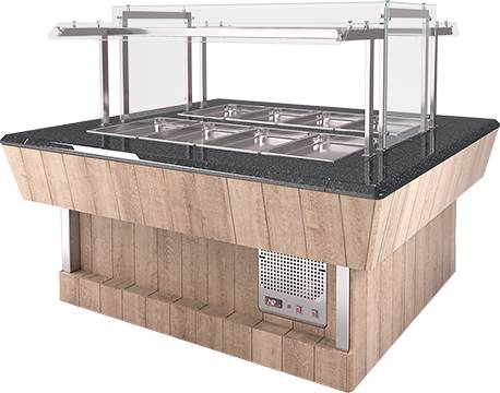 Мармит для вторых блюд Refettorio (шведский стол сдвоенный) RМ42S2 каменная столешница для 6хGN/1 Мармит для вторых блюд Refettorio (шведский стол сдвоенный) RМ42S2 каменная столешница для 6хGN/1