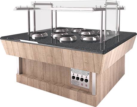 Мармит для первых блюд Refettorio (шведский стол сдвоенный) RМ42SD2 каменная столешница 6 супниц Мармит для первых блюд Refettorio (шведский стол сдвоенный) RМ42SD2 каменная столешница 6 супниц