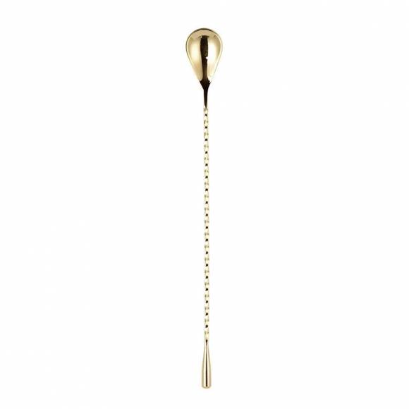Ложка барная с кнопкой 30см, золотая P.L.-Bar Ware SPA107