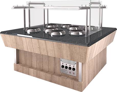 Мармит для первых блюд Refettorio (шведский стол сдвоенный) RМ43SD2 каменная столешница 8 супниц Мармит для первых блюд Refettorio (шведский стол сдвоенный) RМ43SD2 каменная столешница 8 супниц