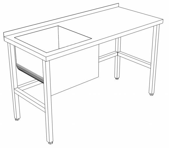 СПВМ стол производственный с ванной моечной 1400*400*850 гл.400 мм с бортом