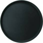 Поднос круглый черный 35,5см прорезиненный ФИБЕРГЛАСС Проотель 1400ct/gf/black