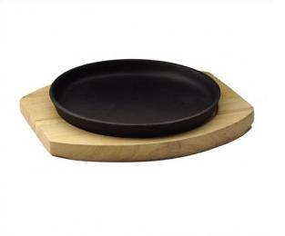 Сковорода чугун 220мм на деревянной подставке Luxstahl  Сковорода чугун 220мм на деревянной подставке Luxstahl