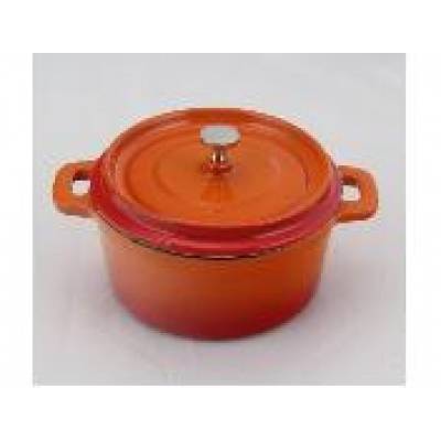 Кастрюля порц.кругл.12см эмалир.чугун,  оранж. 450мл  81200106  P.L. 15410-12EO Кастрюля порц.кругл.12см эмалир.чугун,  оранж. 450мл  81200106  P.L. 15410-12EO