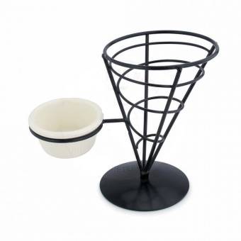 Корзинка конусная д/подачи с держателем для соусника металл 12*21см P.L. 81200193 Корзинка конусная д/подачи с держателем для соусника металл 12*21см P.L. 81200193