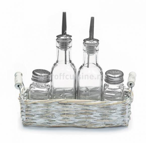 Набор для специй 4 предмета в плетеной подставке P.L. Набор для специй 4 предмета в плетеной подставке P.L.