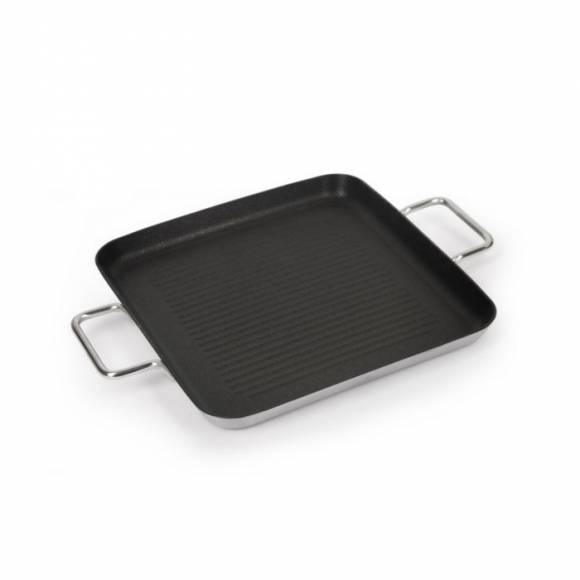 Сковорода-гриль 280х280мм нерж. антиприг. покрытие с двумя ручками Luxstahl индукция