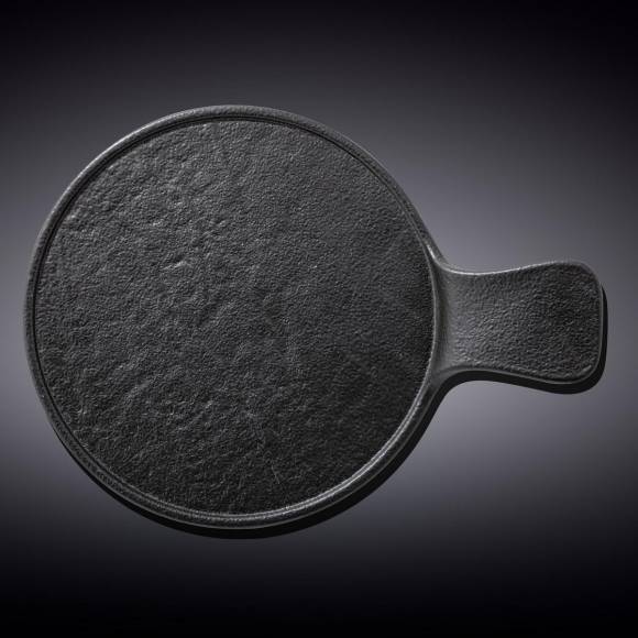 Блюдо для подачи круглое с ручкой 215мм Wilmax WL-661137/A черное /3/24/