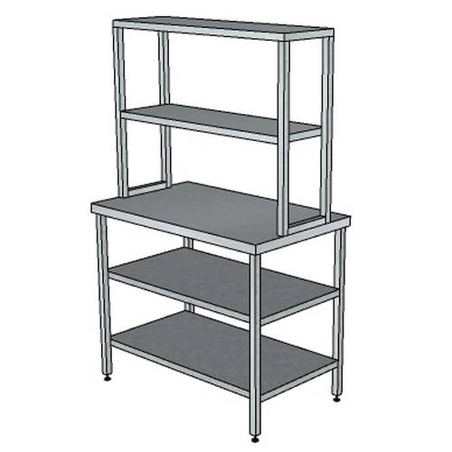 СП2ПДП2 стол произв.1300*500*1650 с 2-мя нижними и 2-мя верхними полками и без борта 