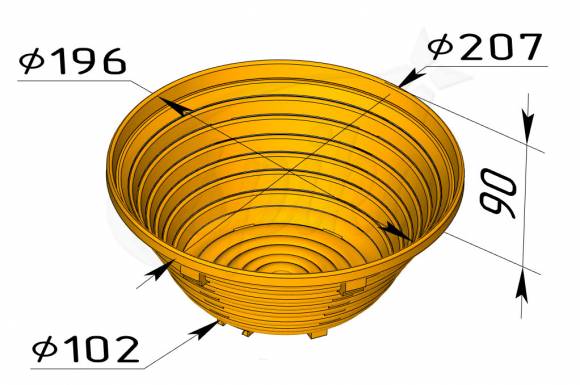 Форма для расстойки круглая FR-05 (207х102х90) Форма для расстойки круглая FR-05 (207х102х90)