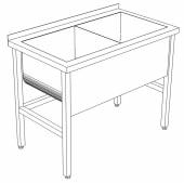 ВМ2 Ванна моечная сварная 2-х секционная 1600*400*850 гл.300 с бортом