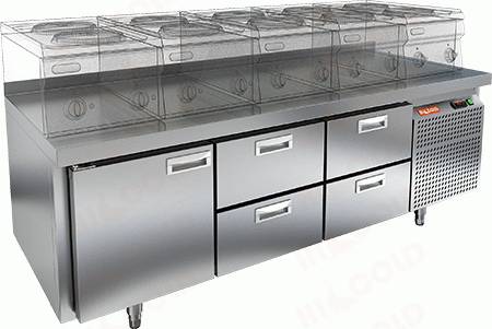 Стол холодильный HICOLD SN 122/TN LT  1 дверь 4 ящика  Стол холодильный HICOLD SN 122/TN LT  1 дверь 4 ящика