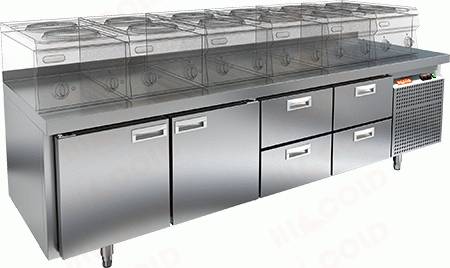Стол холодильный HICOLD SN 1122/TN LT  2 двери 4 ящика  Стол холодильный HICOLD SN 1122/TN LT  2 двери 4 ящика