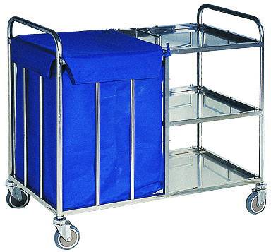 Тележка для горничных ТН2 ОЛДАК платформа нерж. 3 полки, мешок 200л с крышкой Тележка для горничных ТН2 ОЛДАК платформа нерж. 3 полки, мешок 200л с крышкой