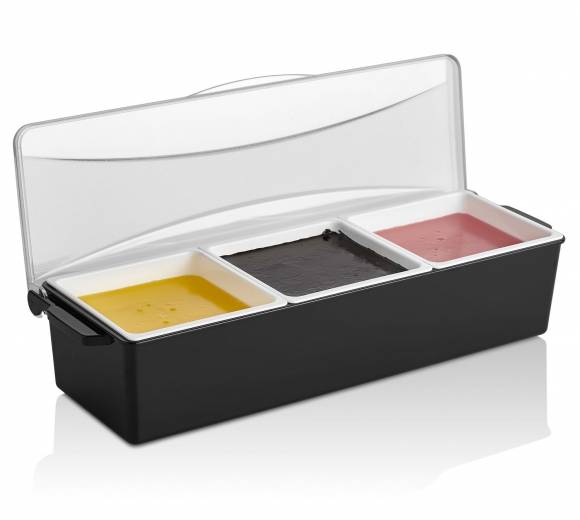 Барная станция (контейнер) 3 ячейки по 0,85 л. черный, пластик. GP 77072 Барная станция (контейнер) 3 ячейки по 0,85 л. черный, пластик. GP 77072