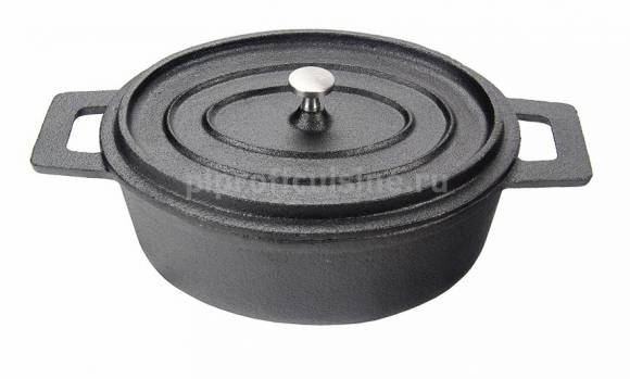 Кастрюля порционная овальная чугун P.L. с крышкой 15701-18  81200029 Кастрюля порционная овальная чугун P.L. с крышкой 15701-18  81200029