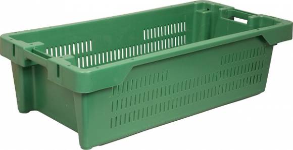 Ящик 800*400*225 мм. для рыбы конусный перфорир, зеленый 72321 Ящик 800*400*225 мм. для рыбы конусный перфорир, зеленый 72321