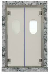 Маятниковая дверь двухстворчатая пластиковая с фиксацией полотна 90МДД(Пст-Fix90)-1800.2500-15