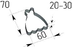 Форма кондитерская "Платье" 70х60мм h=20мм нерж. Форма кондитерская "Платье" 70х60мм h=20мм нерж.