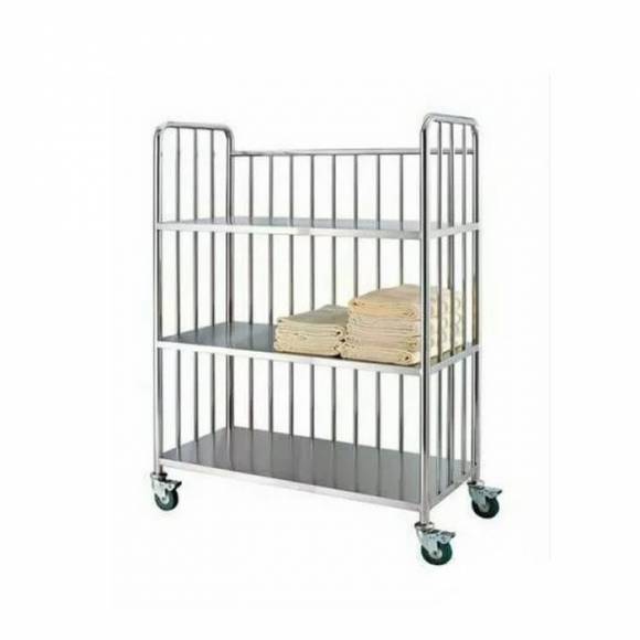 Тележка-стеллаж для прачечной ТП20 ОЛДАК нерж. 3 полки, 3 борта, г/п 300кг Тележка-стеллаж для прачечной ТП20 ОЛДАК нерж. 3 полки, 3 борта, г/п 300кг