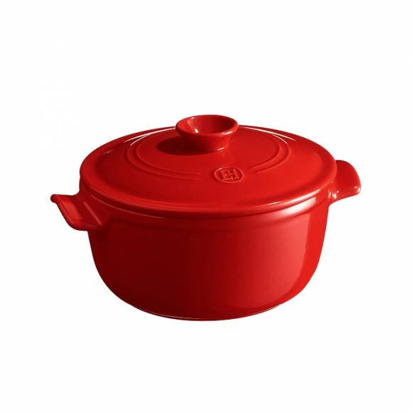 Кастрюля 2,5 л. d=22,0 см. h=15,5 см. с крышкой красная керамика Emile Henry 344525 Кастрюля 2,5 л. d=22,0 см. h=15,5 см. с крышкой красная керамика Emile Henry 344525