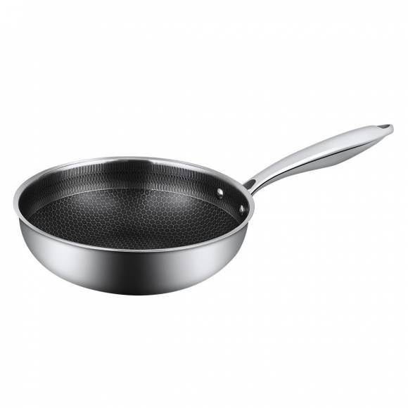 Сковорода 3-х слойная,индукция,S/S304,WOK D=28*8.6cм,антипригарное покрытие ProffCuisine 81280103