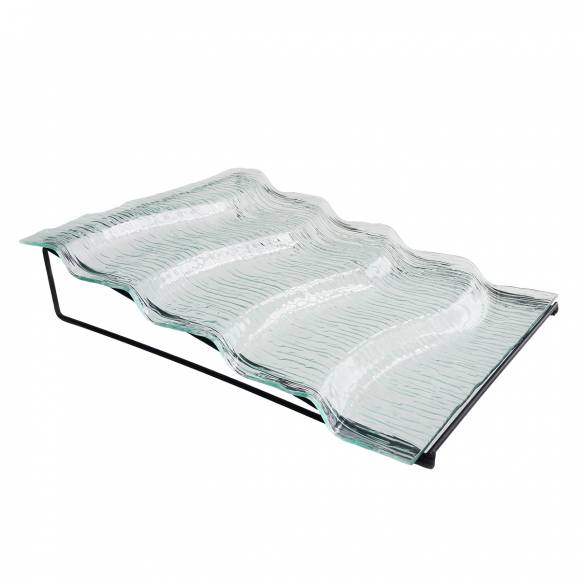 Блюдо для выкладки стеклянное с металлическим основанием 390*300*90 мм P.L. P2083 Блюдо для выкладки стеклянное с металлическим основанием 390*300*90 мм P.L. P2083