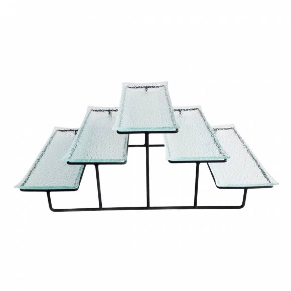 Сет из пяти стеклянных блюд для выкладки на металлическом основании 360*245*150 мм P.L. P2131 Сет из пяти стеклянных блюд для выкладки на металлическом основании 360*245*150 мм P.L. P2131