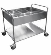 Тележка для сбора посуды Абат ТС-100 (1000х500мм) 1 полка, 2 г/емк. , вся нерж.						 Тележка для сбора посуды Абат ТС-100 (1000х500мм) 1 полка, 2 г/емк. , вся нерж.