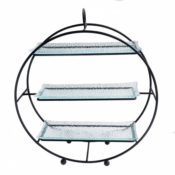 Сет из трех стеклянных блюд для выкладки на металлическом основании 330*110*360 мм P.L. P21120 Сет из трех стеклянных блюд для выкладки на металлическом основании 330*110*360 мм P.L. P21120