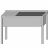 Стол производственный с двумя ваннами цельнотянутыми 1600*500*850 гл.200 мм с бортом Стол производственный с двумя ваннами цельнотянутыми 1600*500*850 гл.200 мм с бортом