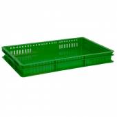 Ящик перфорированный 600х400х75мм прямой сплошное дно, зеленый 61533 Ящик перфорированный 600х400х75мм прямой сплошное дно, зеленый 61533