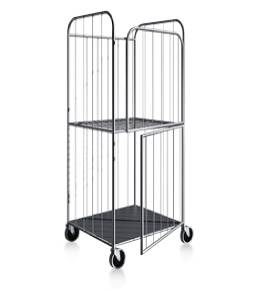 Тележка-стеллаж для прачечной ТП21.2 ОЛДАК две дверцы, откидная полка, нерж.