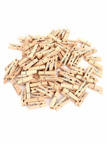 Прищепки-мини для бокала 3,5 см дерево светлая 100 шт. в упаковке  /1/