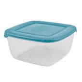 Контейнер для продуктов квадр. 0,95 л. 14,5*14,5*7,2 см. п/п с голубой крышкой /1/17/