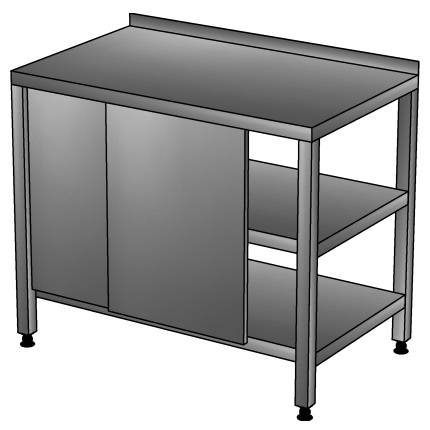 СКП2П Стол-купе производственный с бортом, 2-мя полками 900*800*850, без зашивки