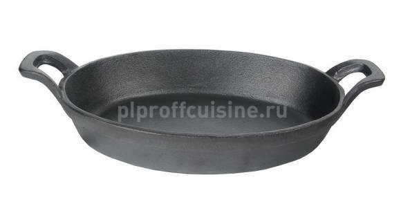 Сковорода овальная 210х160мм чугун порционная с ручками P.L. 12034B-2 81200020 /100/