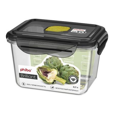 Контейнер для продуктов прямоуг. 0,45 л. 13*10*5 см. герметичный с клапаном "Бриллиант" /1/12/